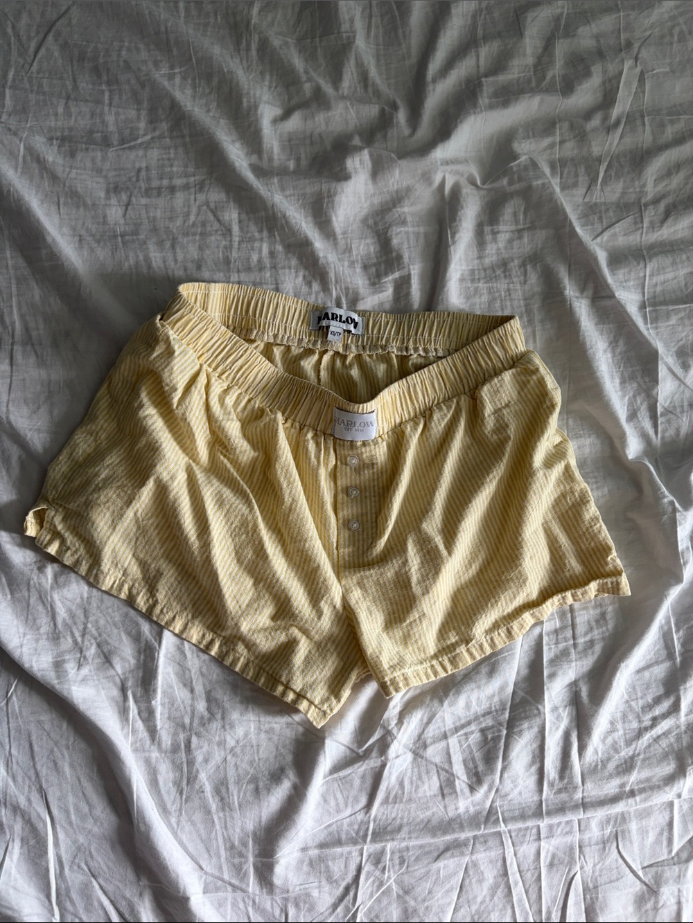 Marlow Pale Yellow Women's Button-Front High Waist Shorts